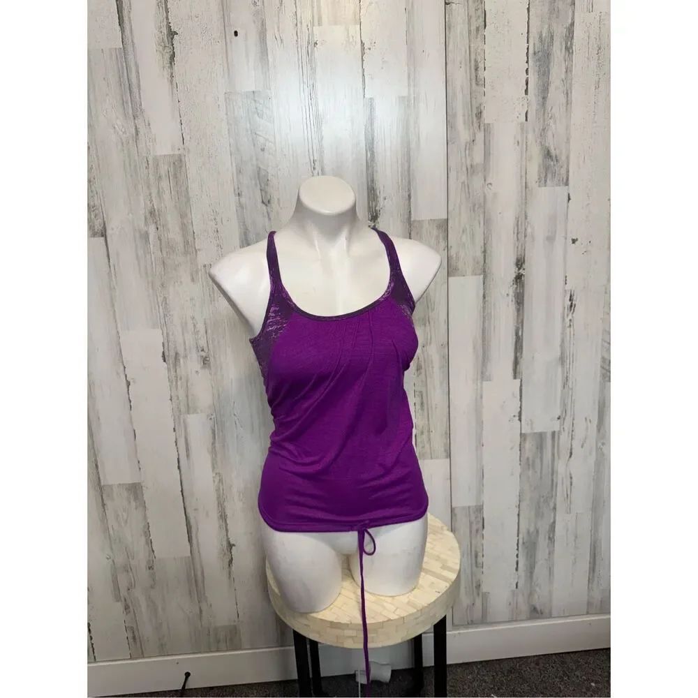 Athleta Purple Tank Top XXS Built In Sports Bra Strappy Back Athletic Yoga Worko